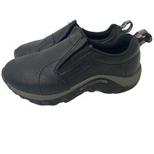 Merrell black leather jungle moccasin slip on shoes J95619 kids 11.5 m